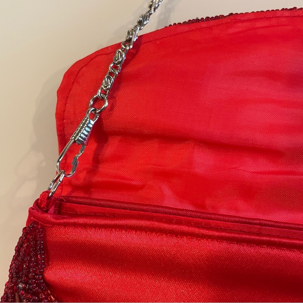 BIJOUX TERNER Red Beaded Evening Clutch Purse - Picture 5 of 10